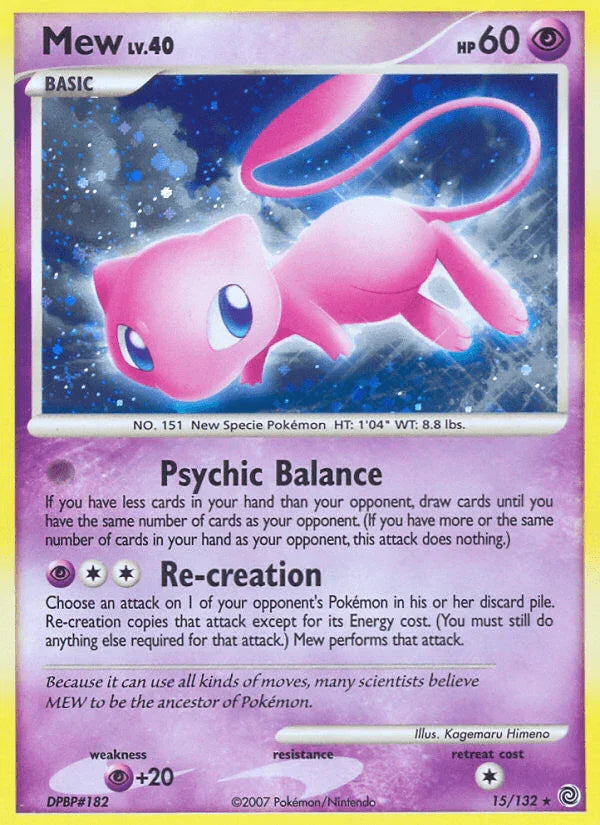 15, Diamond & Pearl: Secret Wonders, Holo Rare, Holofoil, Psychic, Psychic[+20], Reverse Holofoil Mew (15/132) [Diamond & Pearl: Secret Wonders] - Trading Card World