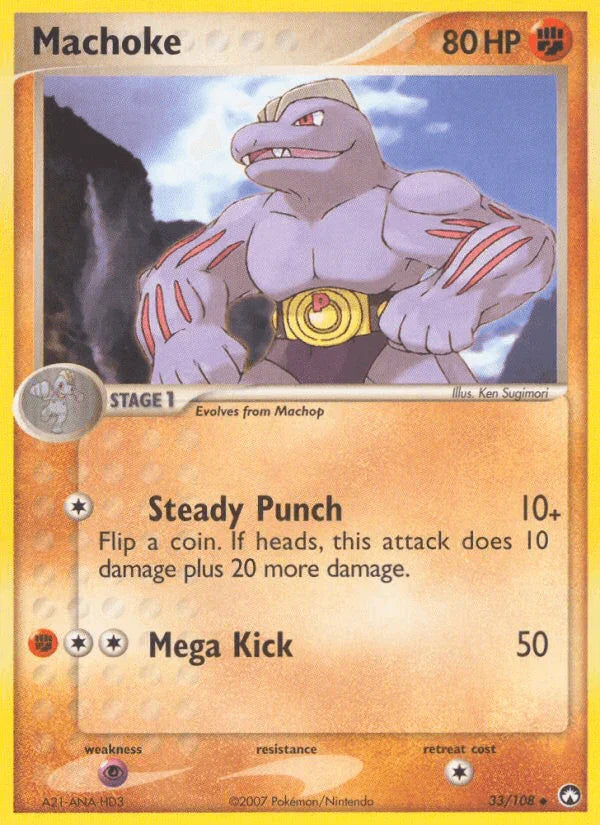 33, EX: Power Keepers, Fighting, Normal, Psychic[×2], Uncommon Machoke (33/108) [EX: Power Keepers] - Trading Card World