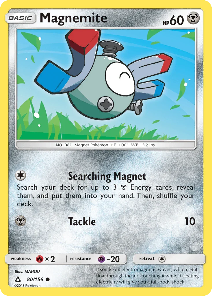 80, Common, Fire[×2], Metal, Normal, Psychic[-20], Reverse Holofoil, Sun & Moon: Ultra Prism Magnemite (80/156) [Sun & Moon: Ultra Prism] - Trading Card World