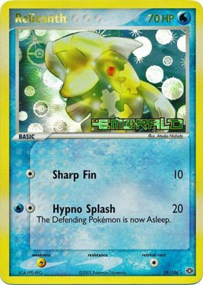 18, EX: Emerald, Lightning[×2], Rare, Reverse Holofoil, Water Relicanth (18/106) (Stamped) [EX: Emerald] - Trading Card World