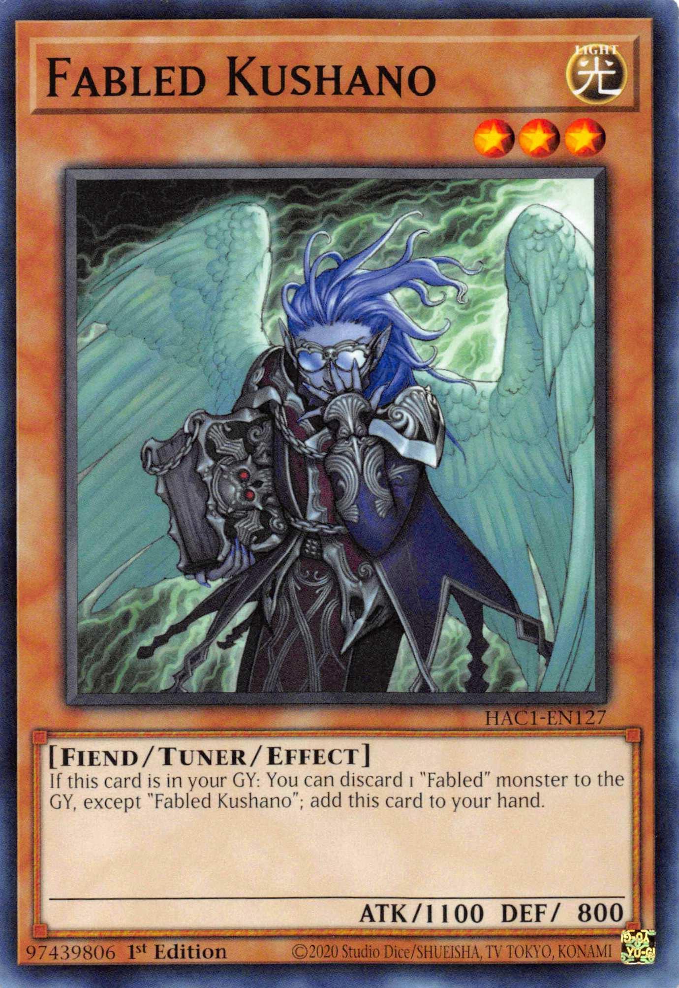 1st Edition, Common, Effect Tuner monster, Fiend, Hidden Arsenal: Chapter 1, Light Fabled Kushano [HAC1-EN127] Common - Trading Card World