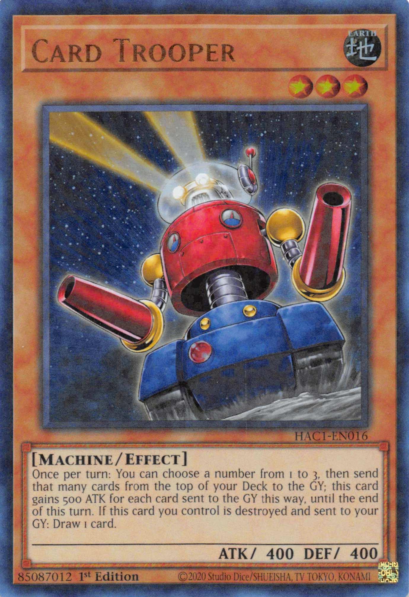 1st Edition, Earth, Effect Monster, Hidden Arsenal: Chapter 1, Machine, Parallel Rare Card Trooper (Duel Terminal) [HAC1-EN016] Parallel Rare - Trading Card World