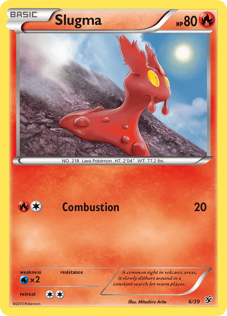 Common, Fire, Normal, Water[×2], XY: Kalos Starter Set Slugma (6/39) [XY: Kalos Starter Set] - Trading Card World
