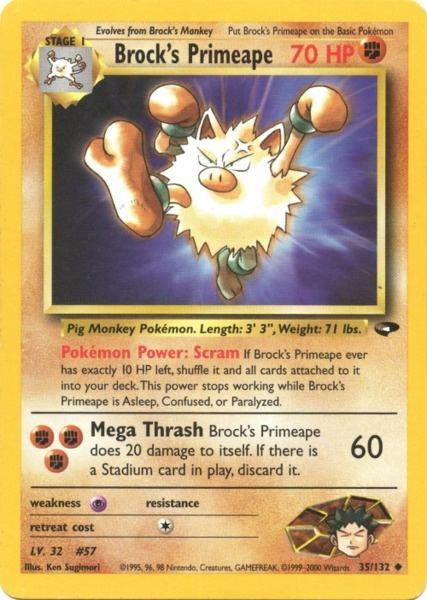 35, Fighting, Gym Challenge Unlimited, Normal, Psychic[×2], Uncommon Brock's Primeape (35/132) [Gym Challenge Unlimited] - Trading Card World