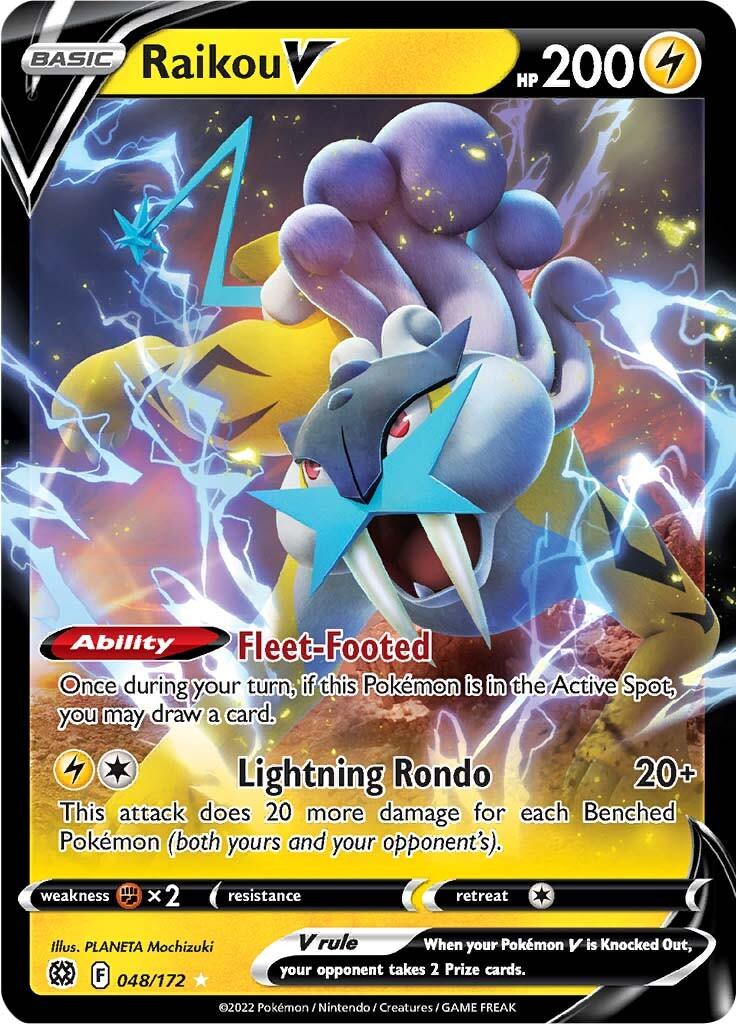 048, Fighting [x2], Holofoil, Lightning, Sword & Shield: Brilliant Stars, Ultra Rare Raikou V (048/172) [Sword & Shield: Brilliant Stars] - Trading Card World
