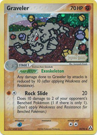 34, EX: Legend Maker, Fighting, Reverse Holofoil, Uncommon, Water[×2] Graveler (34/92) (Stamped) [EX: Legend Maker] - Trading Card World