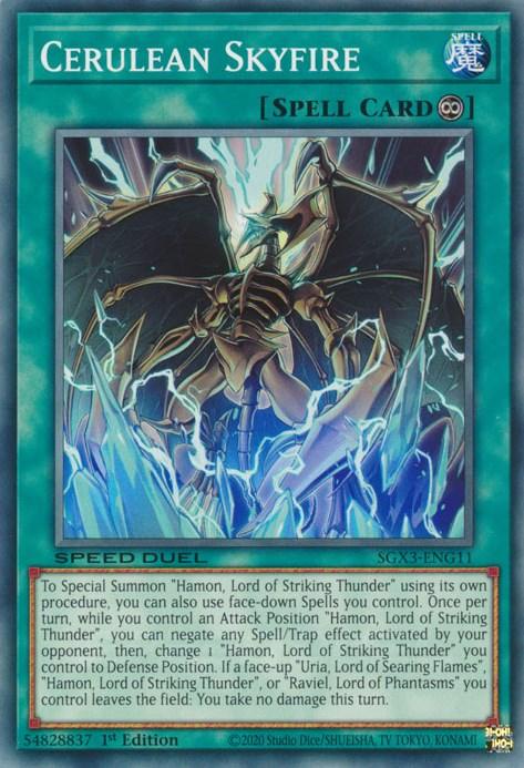 1st Edition, Common, Continuous Spell, Speed Duel GX: Duelists of Shadows, Spell Cerulean Skyfire [SGX3-ENG11] Common - Trading Card World