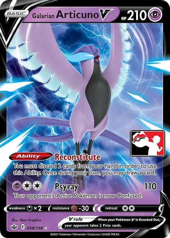 058, Darkness [x2], Fighting [-30], Holofoil, Prize Pack Series One, Psychic, Ultra Rare Galarian Articuno V (058/198) [Prize Pack Series One] - Trading Card World