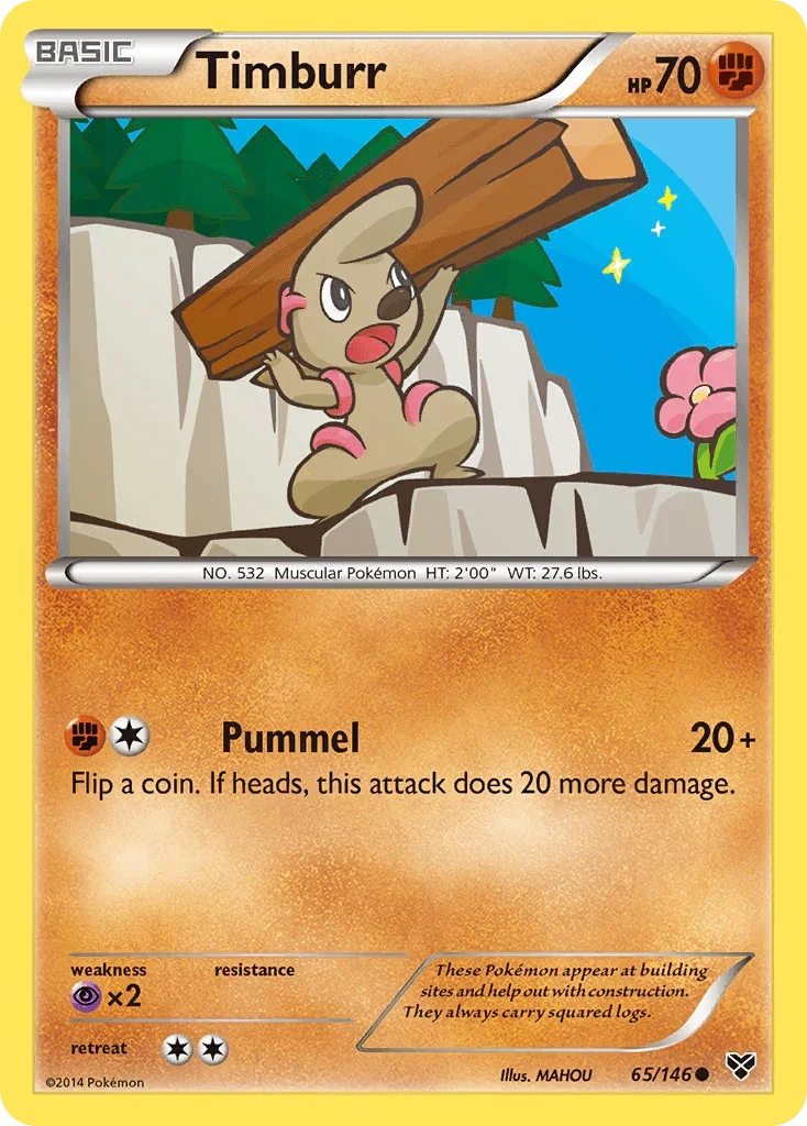 65, Common, Fighting, Normal, Psychic[×2], Reverse Holofoil, XY: Base Set Timburr (65/146) [XY: Base Set] - Trading Card World