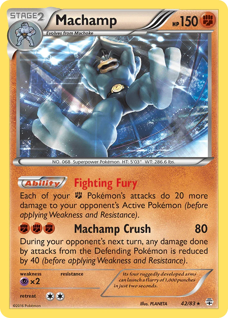 42, Fighting, Holo Rare, Holofoil, Psychic[×2], Reverse Holofoil, XY: Generations Machamp (42/83) [XY: Generations] - Trading Card World