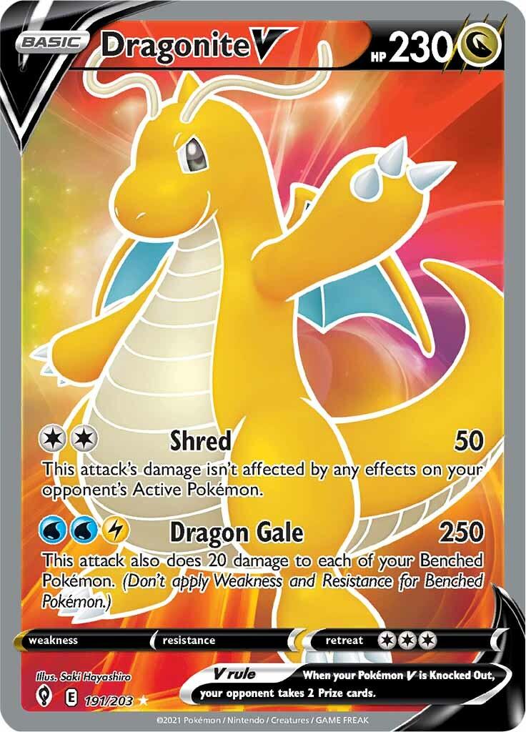 191, Dragon, Holofoil, Sword & Shield: Evolving Skies, Ultra Rare Dragonite V (191/203) [Sword & Shield: Evolving Skies] - Trading Card World