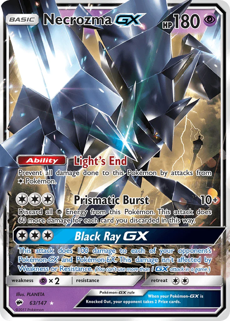 63, Holofoil, Psychic, Psychic[×2], Sun & Moon: Burning Shadows, Ultra Rare Necrozma GX (63/147) [Sun & Moon: Burning Shadows] - Trading Card World