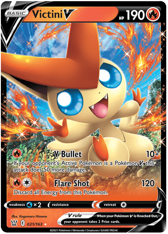 021, Fire, Holofoil, Sword & Shield: Battle Styles, Ultra Rare, Water[×2] Victini V (021/163) [Sword & Shield: Battle Styles] - Trading Card World