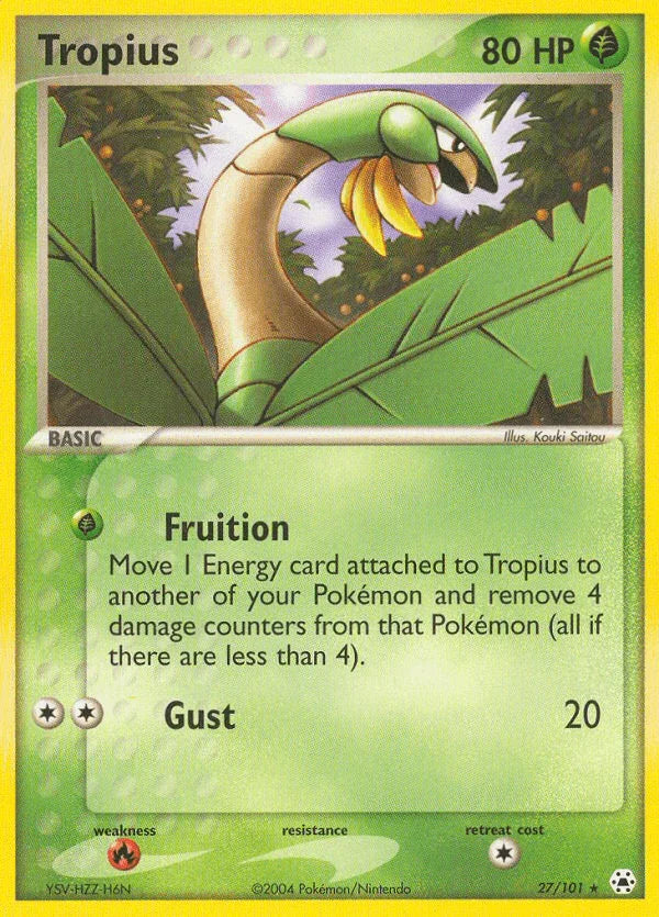 27, EX: Hidden Legends, Fire[×2], Grass, Normal, Rare, Reverse Holofoil Tropius (27/101) [EX: Hidden Legends] - Trading Card World