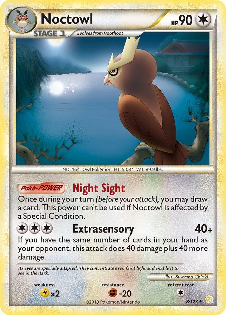 Colorless, Fighting[-20], HeartGold & SoulSilver: Base Set, Lightning[×2], Normal, Rare Noctowl (8/123) (Theme Deck Exclusive) [HeartGold & SoulSilver: Base Set] - Trading Card World