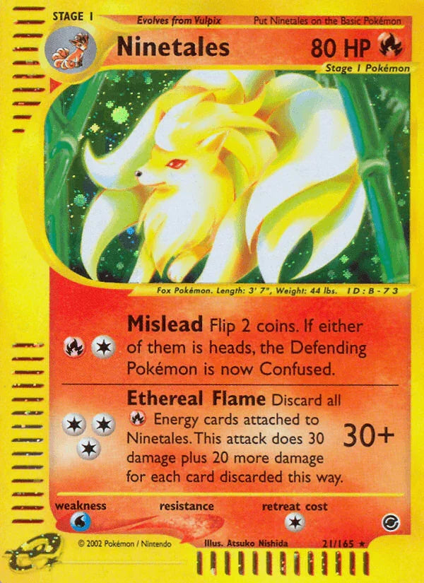 21, Expedition: Base Set, Fire, Holo Rare, Holofoil, Reverse Holofoil, Water[×2] Ninetales (21/165) [Expedition: Base Set] - Trading Card World