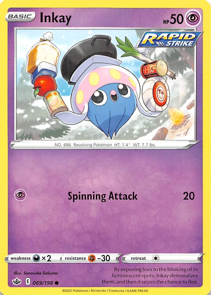069, Common, Darkness [x2], Fighting [-30], Normal, Psychic, Reverse Holofoil, Sword & Shield: Chilling Reign Inkay (069/198) [Sword & Shield: Chilling Reign] - Trading Card World