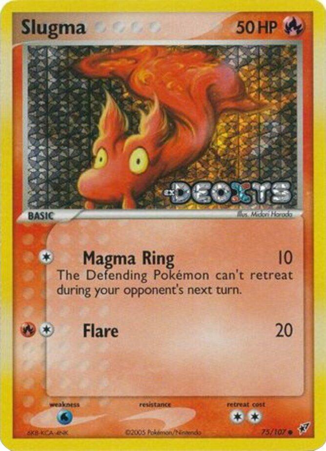 75, Common, EX: Deoxys, Fire, Reverse Holofoil, Water[×2] Slugma (75/107) (Stamped) [EX: Deoxys] - Trading Card World