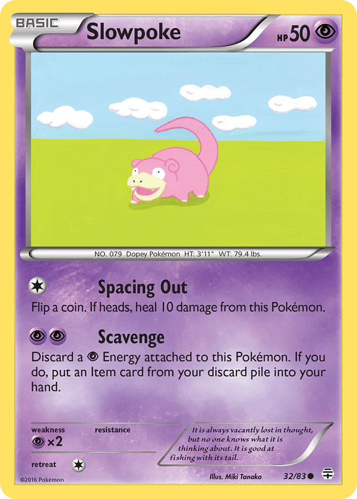 32, Common, Normal, Psychic, Psychic[×2], Reverse Holofoil, XY: Generations Slowpoke (32/83) [XY: Generations] - Trading Card World