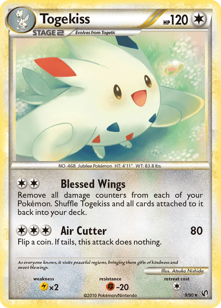 Colorless, Fighting[-20], HeartGold & SoulSilver: Undaunted, Holo Rare, Holofoil, Lightning[×2], Reverse Holofoil Togekiss (9/90) [HeartGold & SoulSilver: Undaunted] - Trading Card World