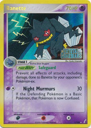 Darkness[×2], EX: Crystal Guardians, Fighting[-30], Holo Rare, Psychic, Reverse Holofoil Banette (1/100) (Stamped) [EX: Crystal Guardians] - Trading Card World