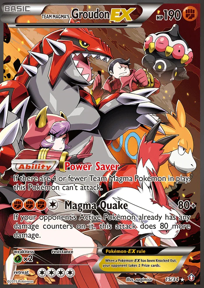 15, Fighting, Grass[×2], Holofoil, Ultra Rare, XY: Double Crisis Team Magma's Groudon ex (15/34) [XY: Double Crisis] - Trading Card World