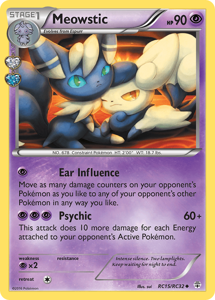 Holofoil, Psychic, Psychic[×2], RC15, Uncommon, XY: Generations Meowstic (RC15/RC32) [XY: Generations] - Trading Card World