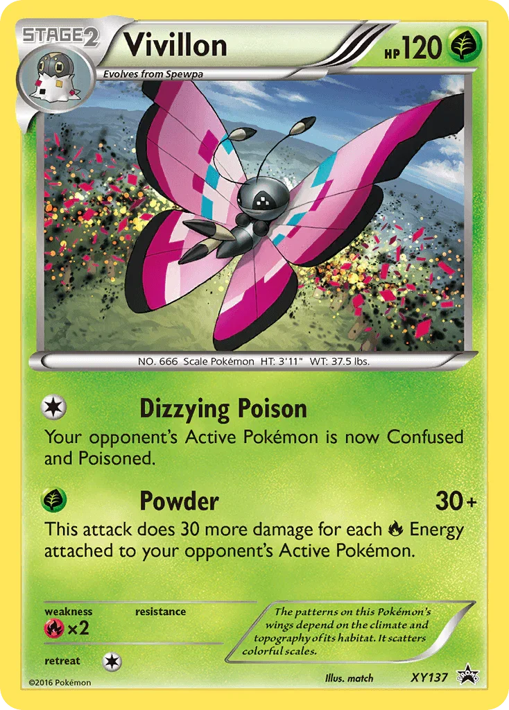Fire[×2], Grass, Holofoil, Promo, XY137, XY: Black Star Promos Vivillon (XY137) [XY: Black Star Promos] - Trading Card World