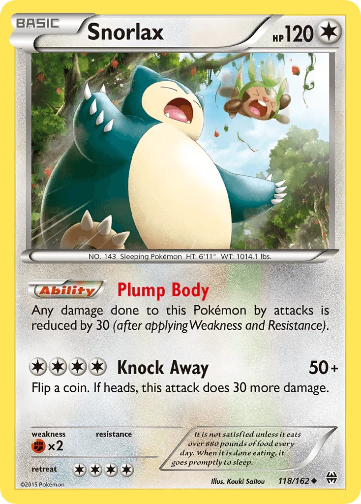 118, Colorless, Fighting[×2], Normal, Reverse Holofoil, Uncommon, XY: BREAKthrough Snorlax (118/162) [XY: BREAKthrough] - Trading Card World