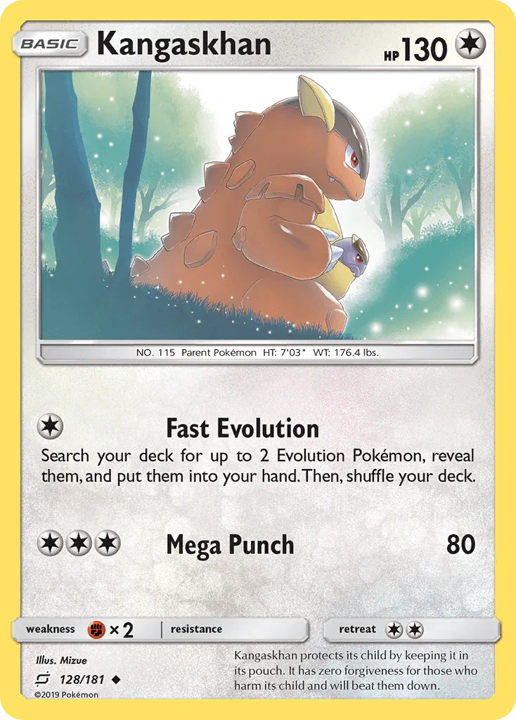 128, Colorless, Fighting[×2], Normal, Reverse Holofoil, Sun & Moon: Team Up, Uncommon Kangaskhan (128/181) [Sun & Moon: Team Up] - Trading Card World