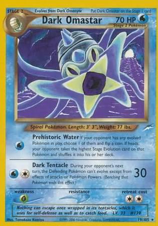 19, Grass[×2], Neo Destiny Unlimited, Normal, Rare, Water Dark Omastar (19/105) [Neo Destiny Unlimited] - Trading Card World