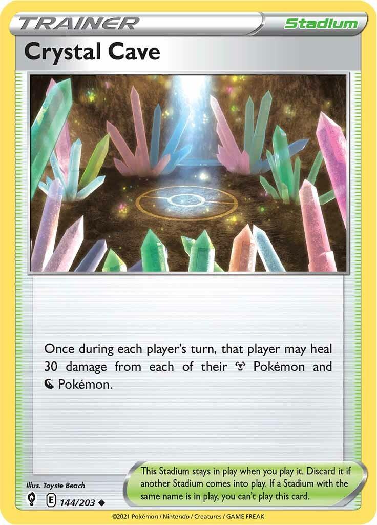 144, Normal, Reverse Holofoil, Stadium, Sword & Shield: Evolving Skies, Uncommon Crystal Cave (144/203) [Sword & Shield: Evolving Skies] - Trading Card World