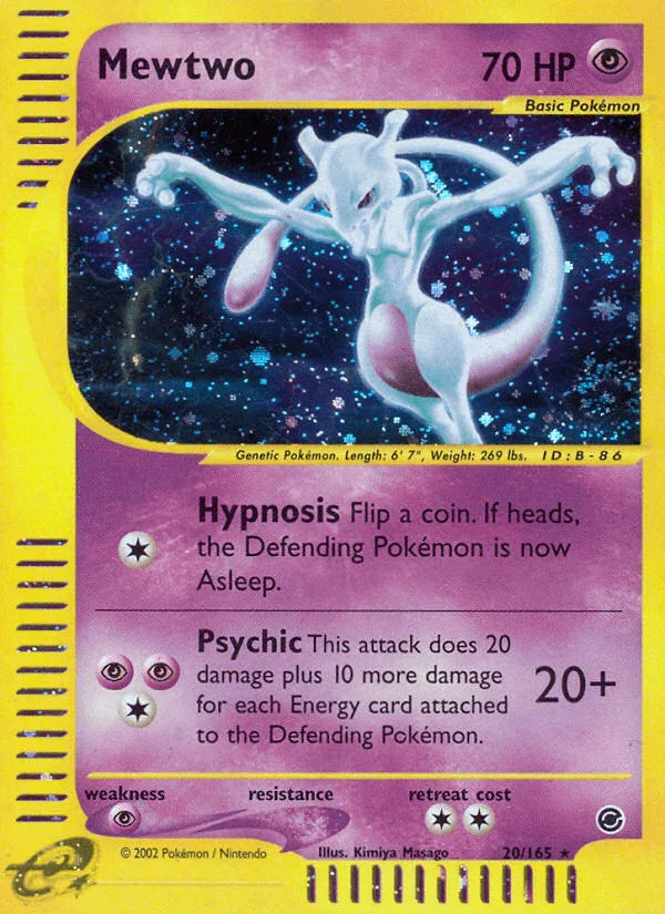 20, Expedition: Base Set, Holo Rare, Holofoil, Psychic, Psychic[×2], Reverse Holofoil Mewtwo (20/165) [Expedition: Base Set] - Trading Card World