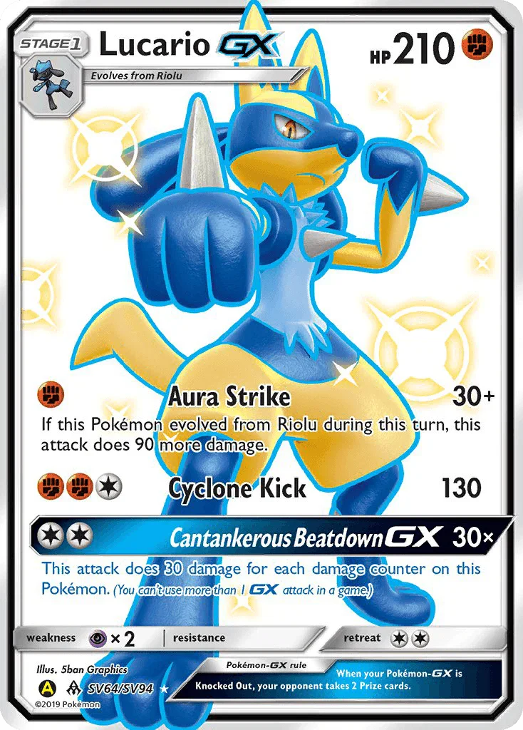Fighting, Holofoil, Psychic[×2], Sun & Moon: Hidden Fates - Shiny Vault, SV64, Ultra Rare Lucario GX (SV64/SV94) [Sun & Moon: Hidden Fates - Shiny Vault] - Trading Card World