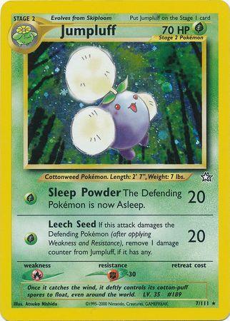 Fighting[-30], Fire[×2], Grass, Holo Rare, Holofoil, Neo Genesis Unlimited Jumpluff (7/111) [Neo Genesis Unlimited] - Trading Card World