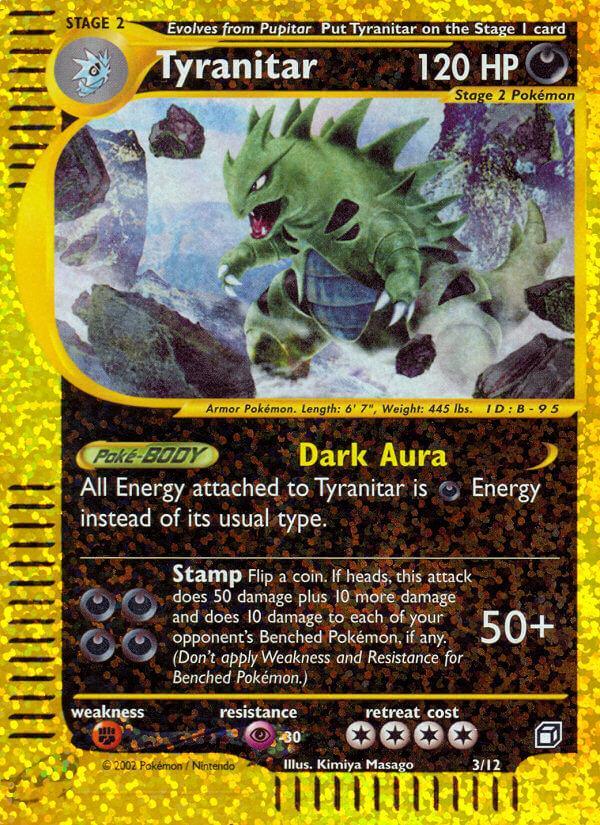 Box Topper, Darkness, Fighting[×2], Promo, Psychic[-30], Reverse Holofoil Tyranitar (3/12) [Box Topper] - Trading Card World