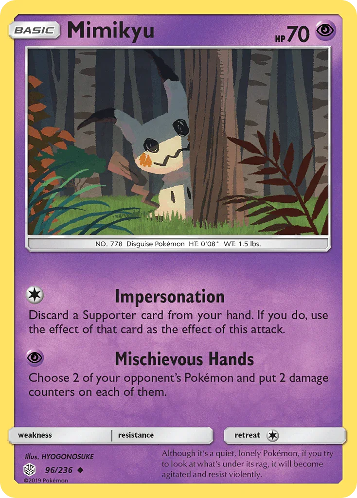 96, Normal, Psychic, Reverse Holofoil, Sun & Moon: Cosmic Eclipse, Uncommon Mimikyu (96/236) [Sun & Moon: Cosmic Eclipse] - Trading Card World