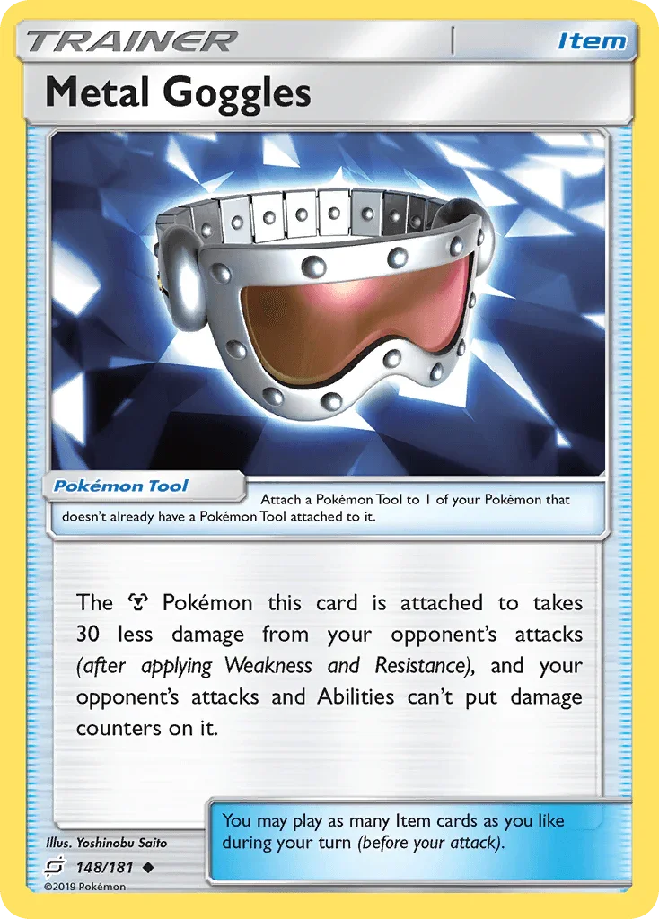 148, Item, Normal, Reverse Holofoil, Sun & Moon: Team Up, Uncommon Metal Goggles (148/181) [Sun & Moon: Team Up] - Trading Card World
