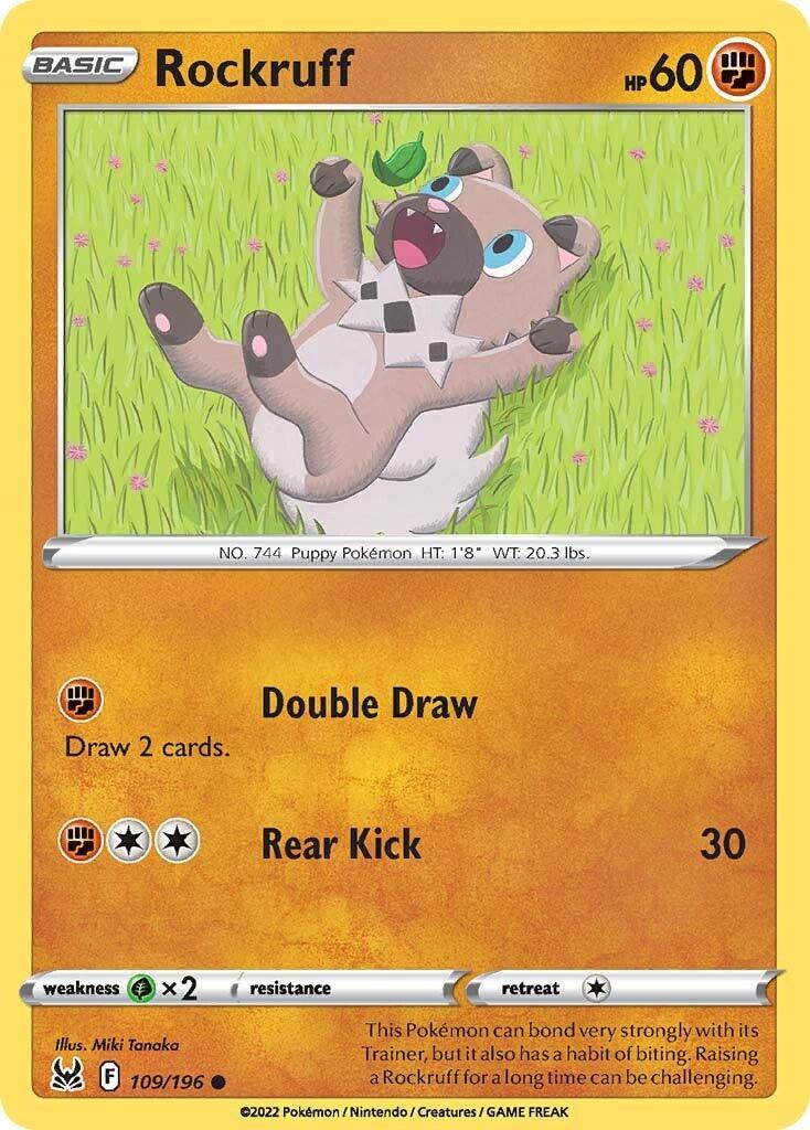 109, Common, Fighting, Grass [x2], Normal, Reverse Holofoil, Sword & Shield: Lost Origin Rockruff (109/196) [Sword & Shield: Lost Origin] - Trading Card World