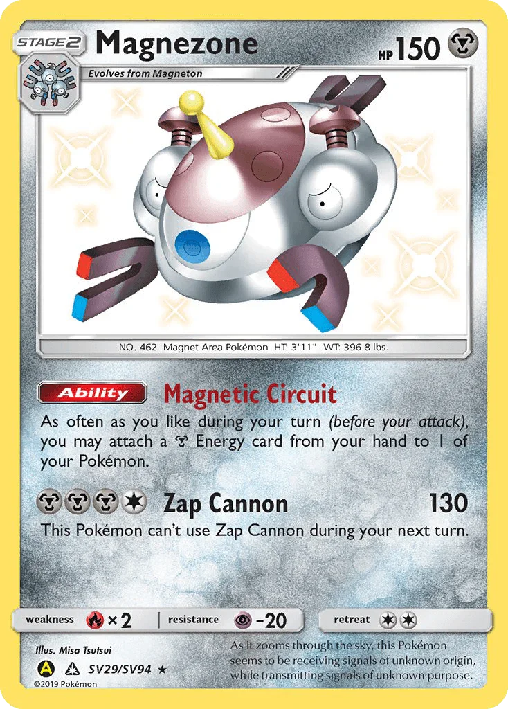 Fire[×2], Holofoil, Metal, Psychic[-20], Sun & Moon: Hidden Fates - Shiny Vault, SV29, Ultra Rare Magnezone (SV29/SV94) [Sun & Moon: Hidden Fates - Shiny Vault] - Trading Card World