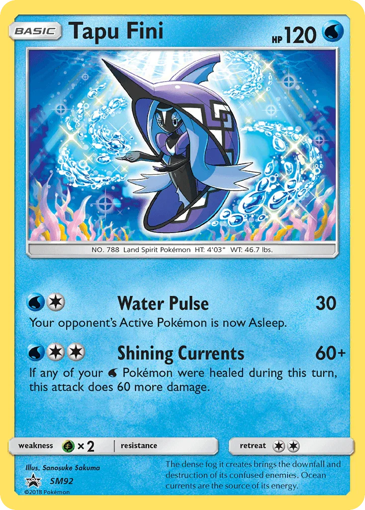 Grass [x2], Holofoil, Promo, SM92, Sun & Moon: Black Star Promos, Water Tapu Fini (SM92) [Sun & Moon: Black Star Promos] - Trading Card World