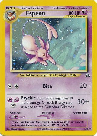 Holo Rare, Holofoil, Neo Discovery Unlimited, Psychic, Psychic[×2] Espeon (1/75) [Neo Discovery Unlimited] - Trading Card World
