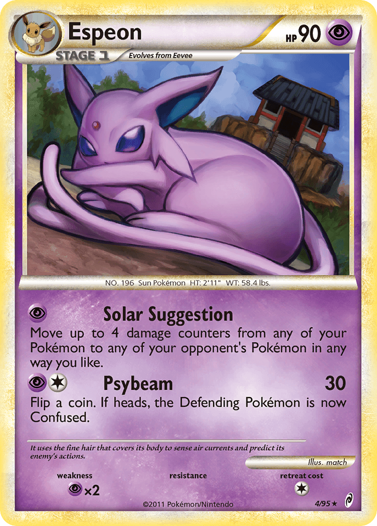 HeartGold & SoulSilver: Call of Legends, Holo Rare, Holofoil, Psychic, Psychic[×2], Reverse Holofoil Espeon (4/95) [HeartGold & SoulSilver: Call of Legends] - Trading Card World
