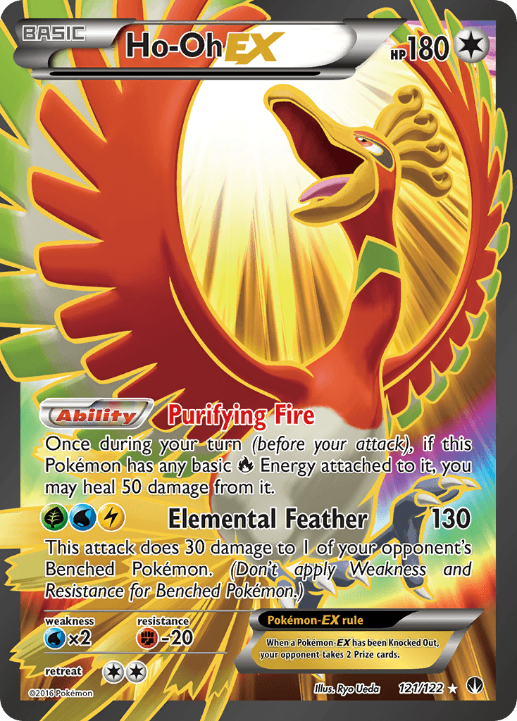 121, Colorless, Fighting[-20], Holofoil, Ultra Rare, Water[×2], XY: BREAKpoint Ho-Oh EX (121/122) [XY: BREAKpoint] - Trading Card World