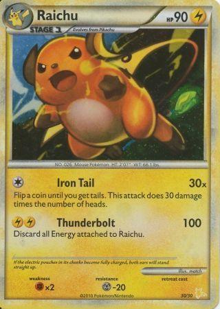 30, Fighting[×2], HeartGold & SoulSilver: Trainer Kit - Raichu, Holofoil, Lightning, Metal[-20], Promo Raichu (30/30) [HeartGold & SoulSilver: Trainer Kit - Raichu] - Trading Card World