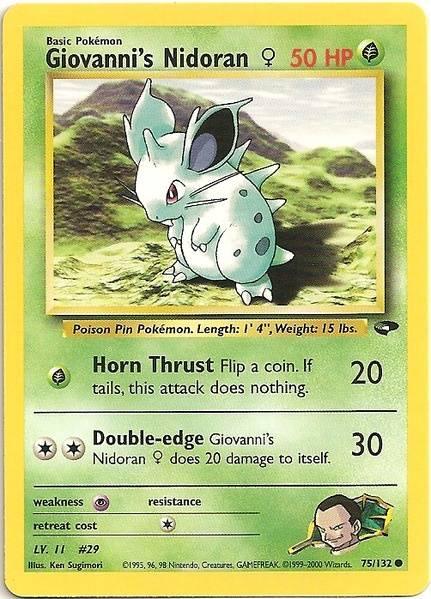 75, Common, Grass, Gym Challenge Unlimited, Normal, Psychic[×2] Giovanni's Nidoran (75/132) (Female) [Gym Challenge Unlimited] - Trading Card World
