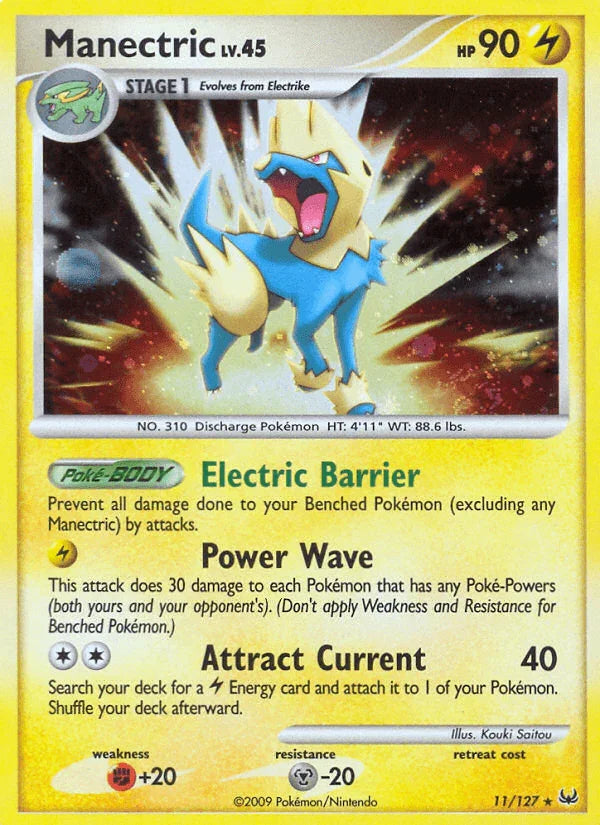11, Fighting[+20], Holo Rare, Holofoil, Lightning, Metal[-20], Platinum: Base Set, Reverse Holofoil Manectric (11/127) [Platinum: Base Set] - Trading Card World
