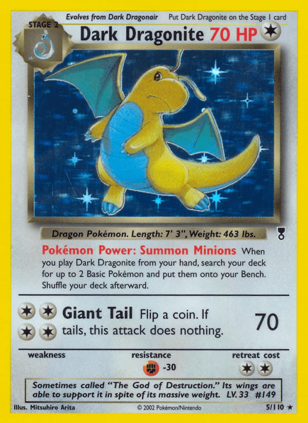 Colorless, Fighting[-30], Holo Rare, Holofoil, Legendary Collection, Reverse Holofoil Dark Dragonite (5/110) [Legendary Collection] - Trading Card World