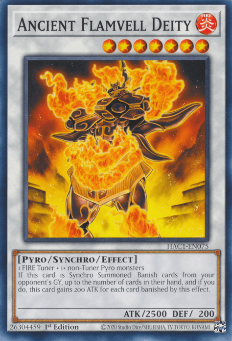 1st Edition, Fire, Hidden Arsenal: Chapter 1, Parallel Rare, Pyro, Synchro/Effect Monster Ancient Flamvell Deity [HAC1-EN075] Parallel Rare - Trading Card World