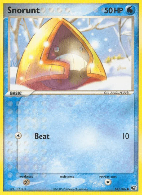 64, Common, EX: Emerald, Metal[×2], Normal, Water Snorunt (64/106) [EX: Emerald] - Trading Card World